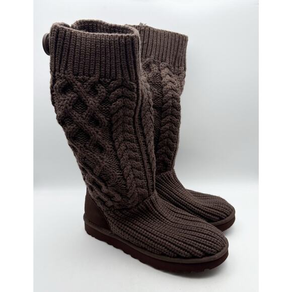 UGG Womens Classic Cardi Bootie US 8 EU 39 Brown Knit GUC - Picture 5 of 13